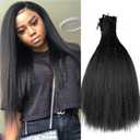 Synthetic Kinky Straight Crochet Braid Hair with Adjustable Pre-looped Yaki straight Crochet Braiding Hair Extension for Black Women 6 Packs 14 Inches 96 Roots 1B#
