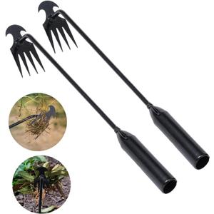 Weed Puller Tool Garden Weed Pulling Tool, Portable Garden Weeder Tool Uprooting Weeding Tool, 4 Teeth Manganese Steel Forged Hand Weeder for Vegetable Gardening Backyard Farm Planting & Weeding