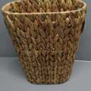 Wicker Bathroom Trash Can - Handwoven Water Hyacinth Waste Basket, Wicker Trash Can with Handles Tall Garbage Baskets for Bath, Bedroom, Office, size: 15×12×7 in