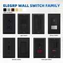 ELEGRP Single Pole Decors Light Switch with Plate 15Amp, 120-277V, Paddle Rocker Switch Replacement, On/Off Wall Switch, Self-Grounding, Residential Grade, w/Wall Plate, UL/CUL (5 Pack Glossy Black)