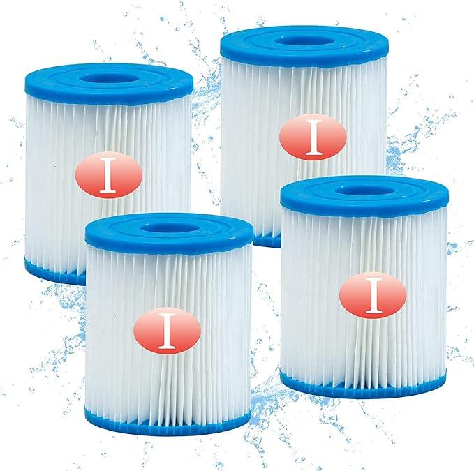 Type I Filter Cartridge for Pools, Replacement Filters Cartridge for 58093,for Summer Waves, for 300/330 Gal/H Filter Pumps (4 Pack)
