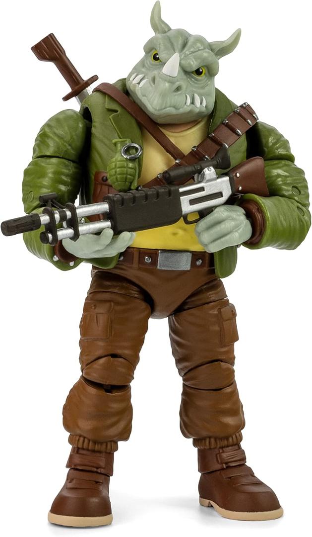 The Loyal Subjects BST AXN Teenage Mutant Ninja Turtles Rocksteady 5" Action Figure with Accessories, Multicolored