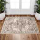 RUUGME Washable 2x3 Area Rugs - Large Boho Rugs for Living Room Stain Resistant Carpet Vintage Tribal Rugs for Bedroom Kitchen Bathroom with Non Slip Backing Home Decor Floor Decoration Mat 2x3 Beige