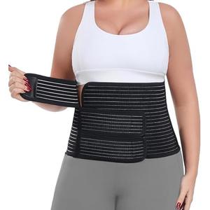 Postpartum Belly Band Abdominal Binder Post Surgery, for Natural Delivery & C-Section Recovery, 9.7" High Adjustable Compression Belly Wrap,Polyester Made with Bamboo Charcoal Fiber (Black, X-Large)