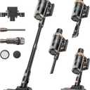 Cordless Vacuum Cleaner, 600W 55KPA 60Mins Vacuum Cleaners for Home,Anti-tangle Wireless Vacumm,Rechargeable Vacuum With Green Light,Powerful Stick Vacuum for Carpet/Hardwood Floors,Pet Hair,Black