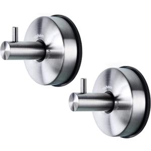 YOHOM Stainless Steel Vacuum Suction Cup Bathroom Shower Holders - Removable Towel Rack, Bathrobe and Loofah Hooks with Brushed Finish (Silver)