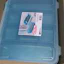 Sterilite Divided Case, Stackable Plastic Small Storage Container with Latch Lid, Organize Crafts, Small Hardware Items, Clear with Blue Trays, 6-Pack