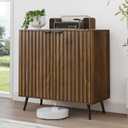 Smuxee Fluted Sideboard Cabinet, Freestanding Walnut Buffet Cabinet with Adjustable Shelf, Wood Storage Cabinet for Living Room, Entryway, Hallway (Wide-31.69 in)