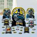 Batman Heroes Unite Table Centerpiece Kit - 12.8", 7" & 4.3" (27 Pcs) - Multicolor Paper Decorations for Kids Birthdays and Parties