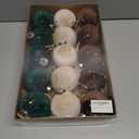 15 PCS Christmas Tree Ornaments Velvet Balls, 3.15 Inch Large Velvet Christmas Tree Ball Ornaments Set Star, Shatterproof Plastic Hanging Bulb for Xmas Tree Decorations - Multicolor Green Brown Beige