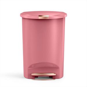 simplehuman Semi-Round Step Can, 50L / 13 Gallon Kitchen Trash Can, Studio Edition, Pet-Proof Slide Lock, 150,000-Step Pedal, Lid Shox Silent Close, Blush Plastic