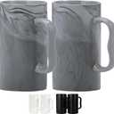 20 oz Large Marble Coffee Mugs,Tall Tea Cups with Big M Handle Marble Ceramic 600ml Oversized Bulk Porcelain XL Beer Latte Cappuccino Cup Set of 2 for Men and Women Gifts,Grey