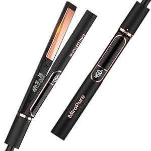 MiroPure Flat Iron Hair Straightener, 1 Inch Titanium Plates Hair Straightener with 15S Heat-up, Professional MCH Ceramic Negative Ion Hair Iron Dual Voltage for Women Hair with Auto Shut-Off
