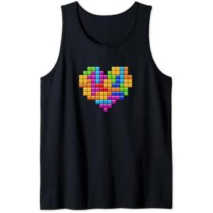 Pixel Heart Blocks Tank Top Dark Blue, Size M