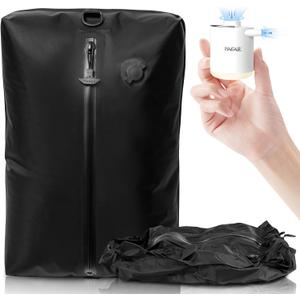 BAGAIL TPU Vacuum Bag for Travel, Reusable Compression Bag with IPX8 Waterproof Zipper, Save Space for Suitcase, Backpack and Carry on (Black, ExtraLarge, With Pump)