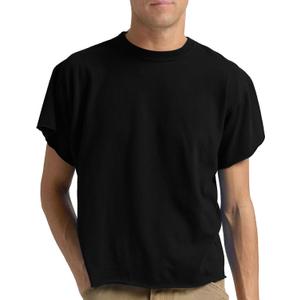 Men's Short Sleeve Round Neck T Shirts Boxy Raw Cut Tee Casual Basic Tops (Black, L)