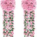 Der Rose 2 Packs Fake Hanging Plants Artificial Flowers for Outdoors Pink UV Resistant for Home Porch Balcony Garden Patio Decor