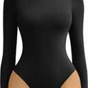 Avidlove Bodysuits for Women High Neck Long Sleeve Body Suits Snap Closure Double Lined Mock Neck Bodysuit Soft (Large, Black)