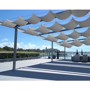SunnyRoyal Light Grey 3'x16' Retractable Pergola Shade Cover Wave Shade Sail Replacement Canopy with Hardware Sun Shade for Patio Porch Yard Garden Outdoor