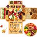 Charcuterie Boards Gift Set Bamboo Cheese Board and Knife Set, Cheese Tray Magnetic Charcuterie Boards Set, 15 x 13 x 2 Inch for Cheese Meat Fruit Gift for Birthdays Wedding Registry Housewarming