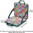 Portable Stadium Seat Cushion with Back Support - Waterproof Bleacher Pad for Sports Events, Camping, Concerts & Outdoor Activities (Floral Green), 15.7" x 13.8" x 2.4"