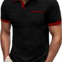 Men's Polo Shirts Cotton Short Sleeve Polo T Shirt Classic Casual Golf Collar Tee with Pocket, Small