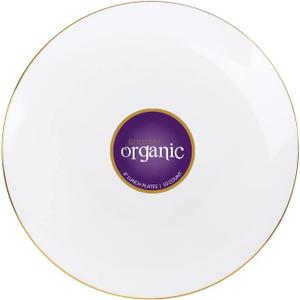 Organic 7.5" White/Gold Rim Plates, Case of 120 (12 packs x 10)