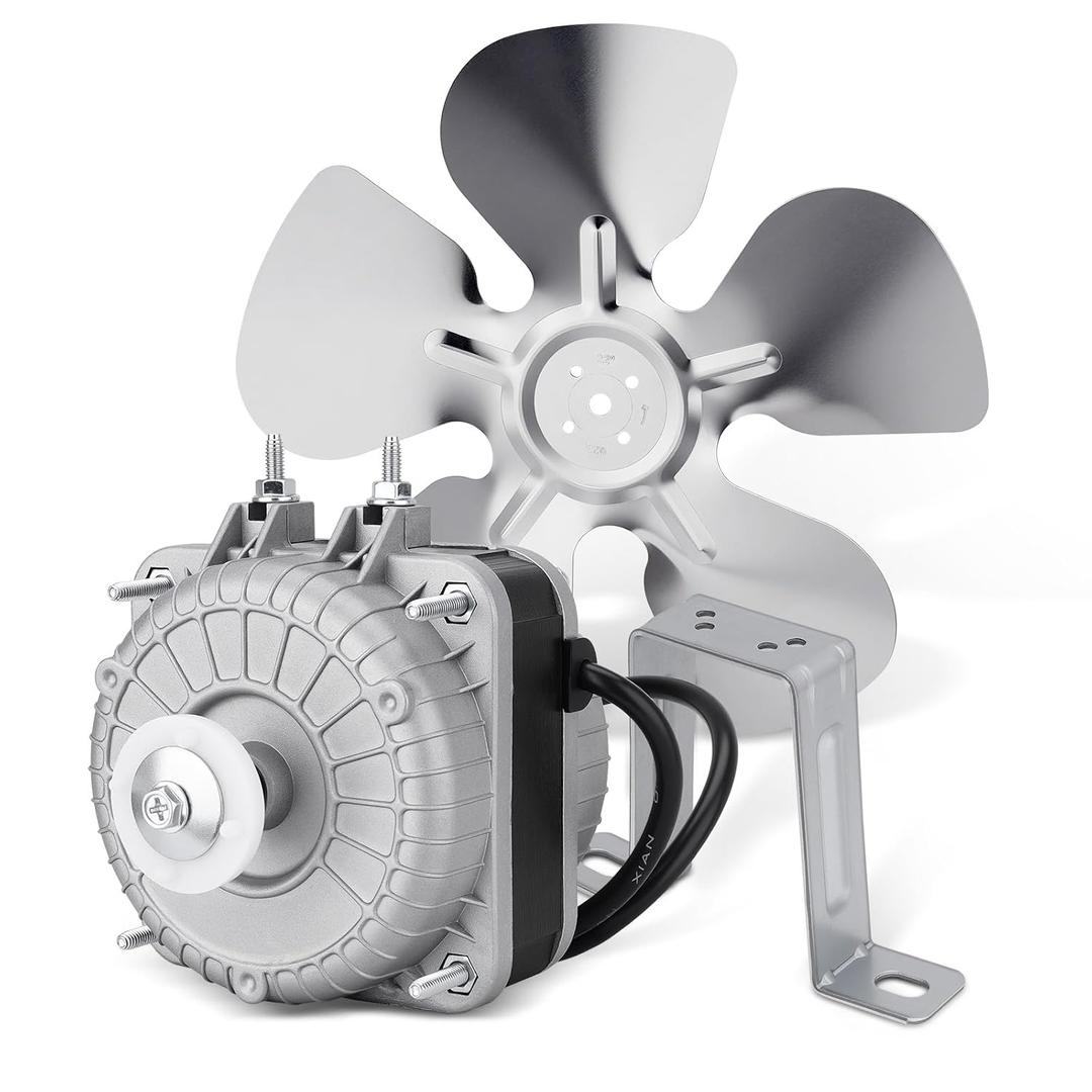 YZF10-20 Fan Motor AC 120V 10/55W 0.8A 60Hz 1550RPM, Fit for Refrigeration Equipment, Freezer, Radiator, Evaporator, Small Ventilation Equipment, Includes Base and 9in Fan Blade, Replace # APFM-101E