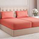 Split King Size 5 Piece Sheet Set - Comfy Breathable & Cooling Bed Sheets Set - Hotel Luxury Bedding for Women, Men, Kids, Teens, Boys & Girls - Deep Pockets, Soft and Wrinkle Free - Oeko-Tex - Coral
