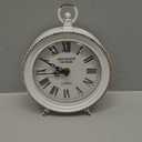 NIKKY HOME Vintage Table Clock with Handle, Shelf Desk Top Clock Battery Operated Rustic Design, Chic Home Decor for Fireplace Mantel, Desktop, Countertop, Distressed White