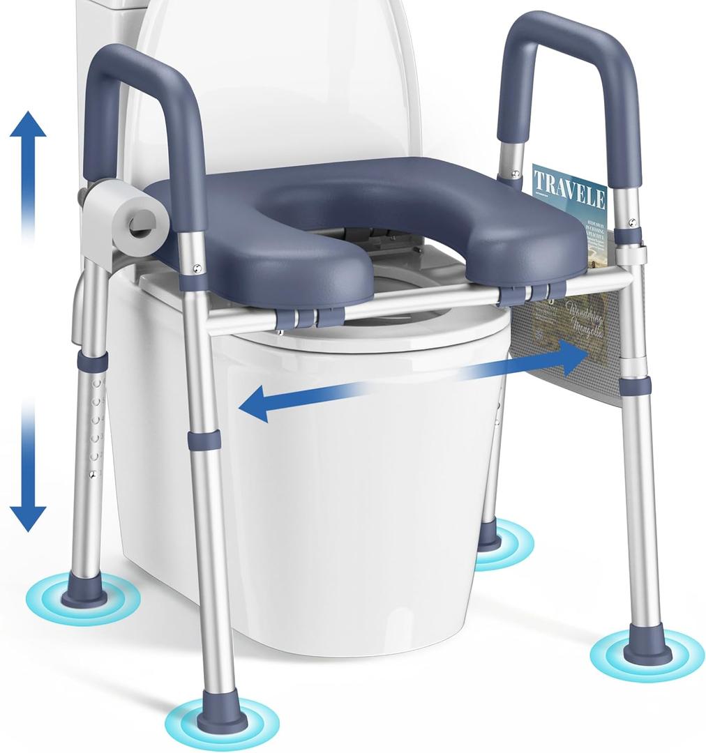 KEKOY Toilet Seat Risers for Seniors, Adjustable Height Width, Fits Most