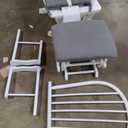 Storkcraft Premium Hoop Glider & Ottoman (White/Gray)  GREENGUARD Gold Certified Nursery Glider, Solid Wood Craftsmanship, Smooth-Gliding, Award-Winning