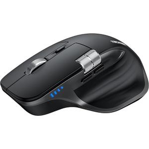 TECKNET Wireless Mouse, Bluetooth Mouse (BT5.3/5.0 & 2.4G) Rechargeable Ergonomic Optical Mouse with 6 Adjustable DPI, Side Scroll, Quiet Clicks, USB A Receiver, 7 Buttons, Wide Compatibility  Black