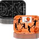 50Pcs Basketball Party Decorations 10" x 6.5" Sports Themed Paper Plates Disposable Orange and Black Sport Plates for Boys Men Basketball Birthday Party Supplies