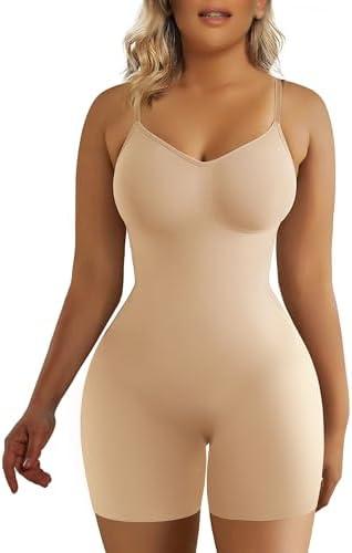 SHAPERX Women's Shapewear Bodysuit Tummy Control Body Shaper Seamless Sculpting Snatched Waist Body Suit L/XL