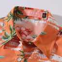 SSLR Big Girls Hawaiian Shirt Beach Tropical Summer Casual Short Sleeve Button Down Shirt (Orange, S)
