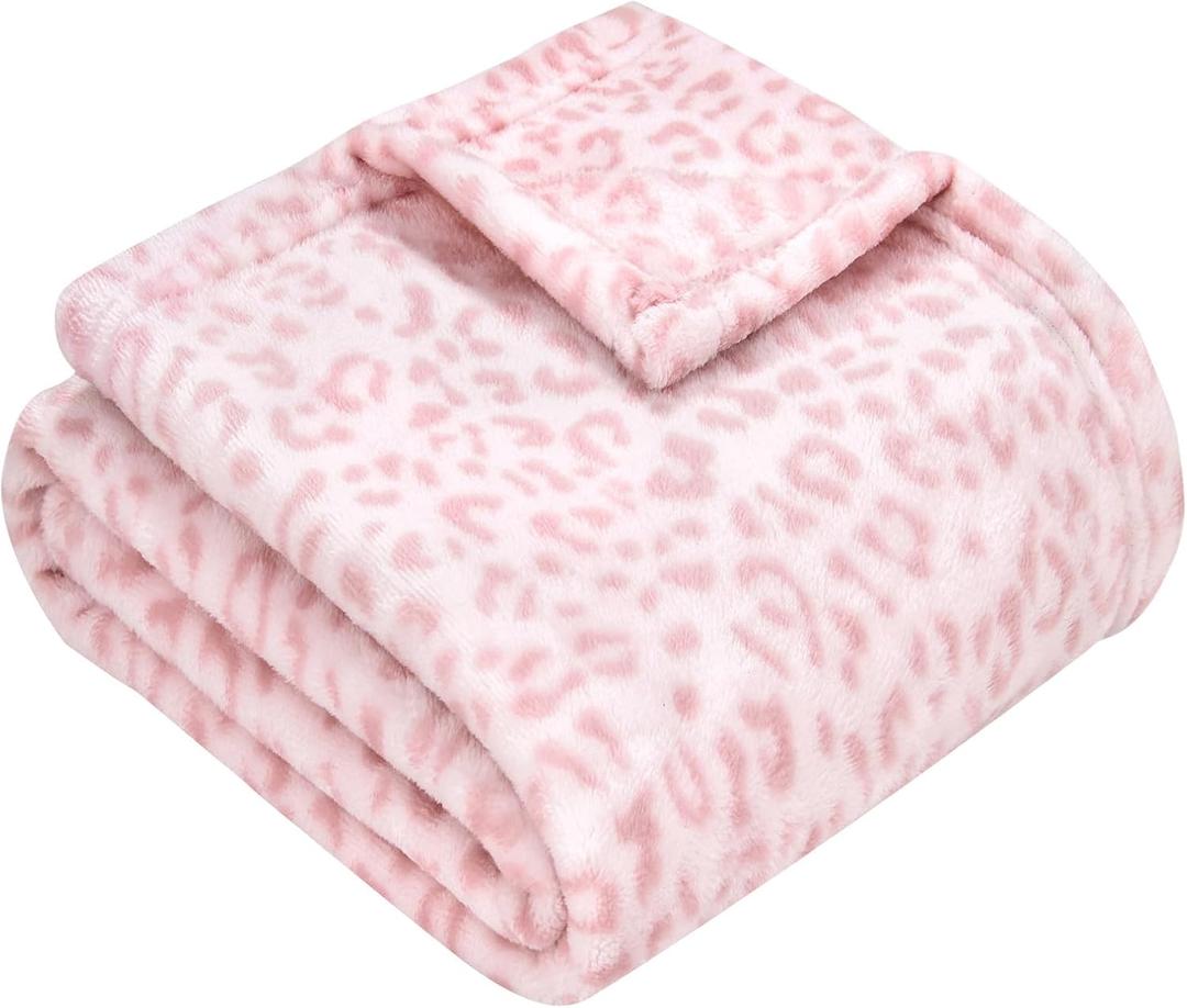 Yurhap Leopard Print Baby Blanket Fleece Baby Blankets for Girls, Ultra Soft Cozy Fluffy Infant Toddler Newborn Receiving Blankets for Crib Stroller, 30"x40", Light Pink