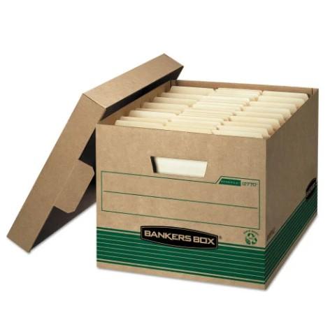 Bankers Box 12 Pack Standard Duty File Storage Boxes, Standard Assembly, Removable Lid, Letter/Legal (0071301)