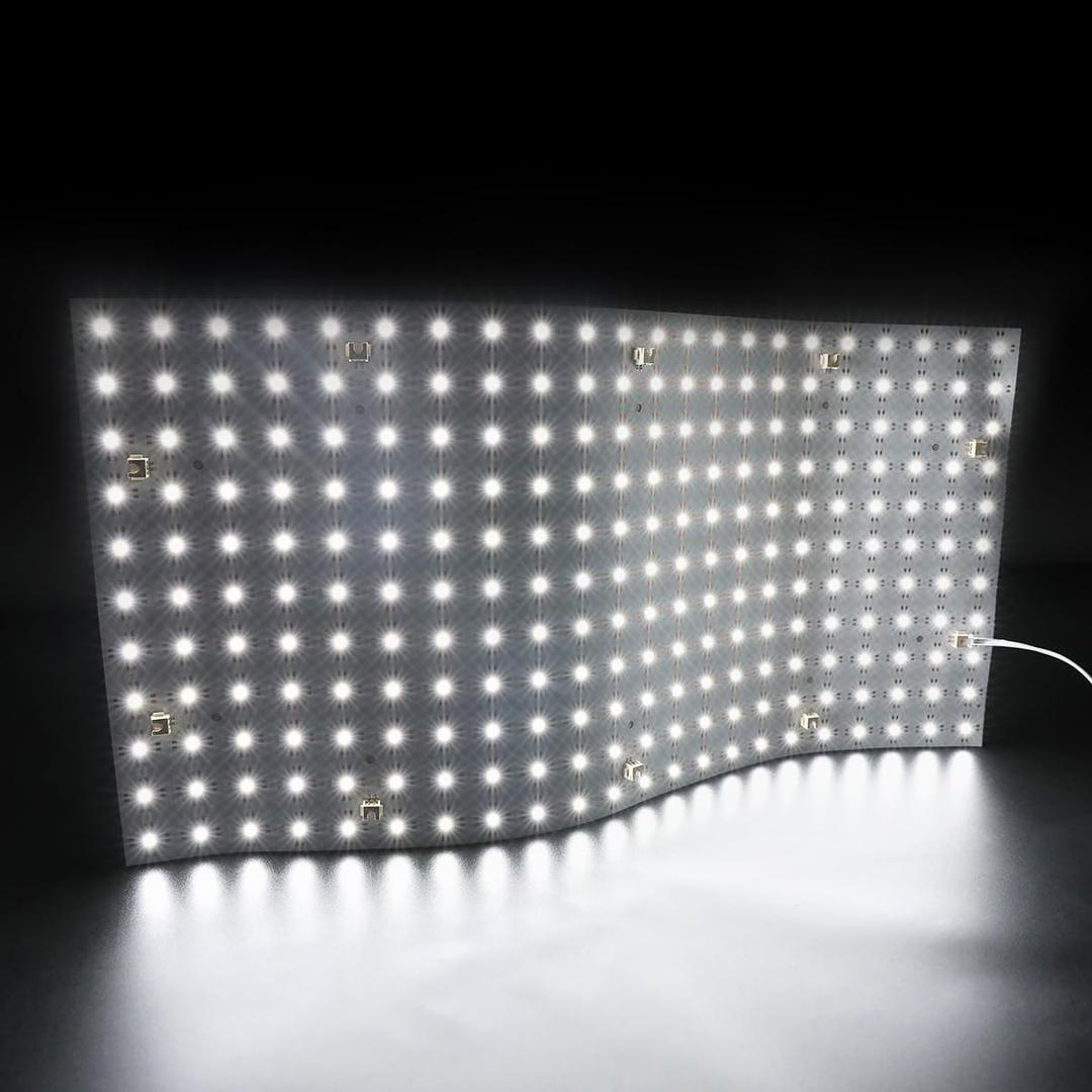 1 Pc 6000K Daylight White LED Sheet for Backlighting, 24V 28W 19.2"x9.6" Slim Flexible Cuttable Connectable LED Sheet Light, Connectors and Adhesive Backing (Daylight White 6000K)