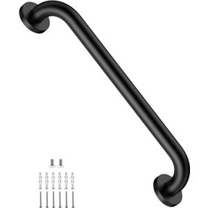ZUEXT 20 Inch Matte Black Stainless Steel Bathroom Shower Grab Bar | Safety Handrail for Shower Toilet Bathtub, Wall-Mounted, Handicap Grab Rail for Seniors Elderly Disabled, 1.25" Diameter