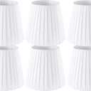 Set of 6 Natural Linen White Clip On Chandelier Lamp Shades For Chandeliers, Wall Lamps, And Other Lighting Fixtures Using E12 Bulbs 4 * 6 * 5 Inch