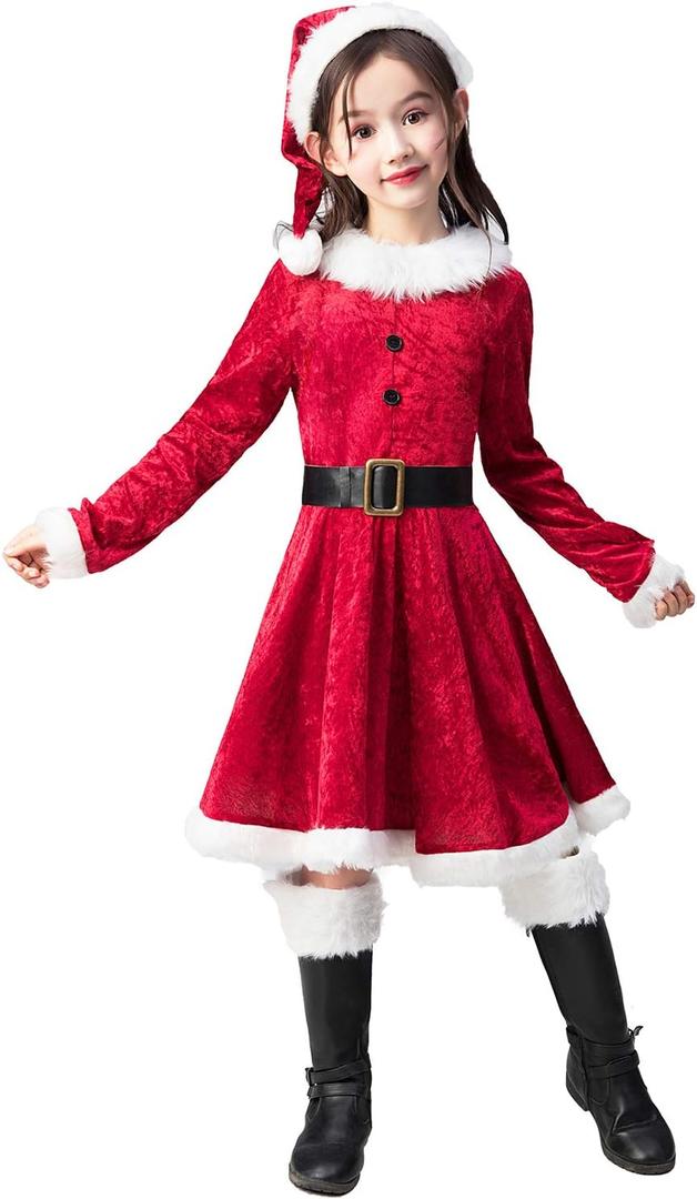 Takuvan Mrs. Santa Suit Christmas Dress Outfit, Halloween Cosplay Costume for Party (X-Small)