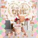 Isn't She Onederful Girls 1st Party Decorations,Deer First Birthday Party Supplies for One Year Old Girl -Floral Backdrop Balloons Cake Cupcake Toppers,Woodland Animal for Girl One Year Old First