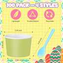 Teenyyou 48 Pcs Pastel Ice Cream Bowls with Spoons 9 oz Disposable Paper Treat Snack Soup Cups for Cold Drink Food Summer Party Favor Supplies