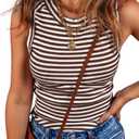 Women's Ribbed Tank Tops Slim Fit Sleeveless Crewneck Summer Tops for Women Casual Going Out Ribbed Knit Shirts (Brown, XS)