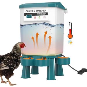Poultry Watering Equipment, Heated Chicken Waterer, 11L Blue, 11 liters, Chicken Poultry Watering Equipment, Heated Chicken Waterer, 11L Blue, 11 liters, Chicken