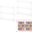 2 Pack Acrylic Display Wall Shelf Compatible with Funko Pop in Box, Easy Install Acrylic Floating Shelves Stackable, Action Figure Stand, Collectibles Display Case