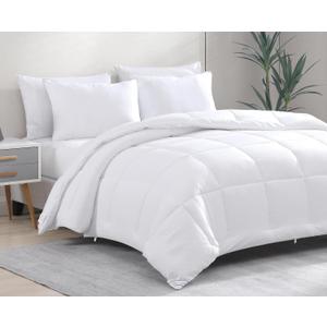 Casa Platino Quilted Bedding Comforter King Size - Duvet Insert with 8 Tabs - Super Soft, Comfy & Cozy All Season King Size Comforter - Down Alternative Bed Comforters - 104"x90", White Comforters