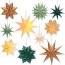 Leinuosen 10 Set Christmas Snowflake Paper Lantern Star Paper Lantern with 10 LED Lights Lamp Star Hanging Decor for Party Xmas Weddings New Year Birthday Celebration Decorations(Multicolor)
