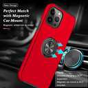 PELEPUES Shockproof Case for iPhone 15 Pro Max, [Embedded Finger Ring] Military Grade Phone Case Cover with Reinforced Metal Stand Kickstand [Support Magnetic Car Holder] for iPhone 15 6.7'', Red